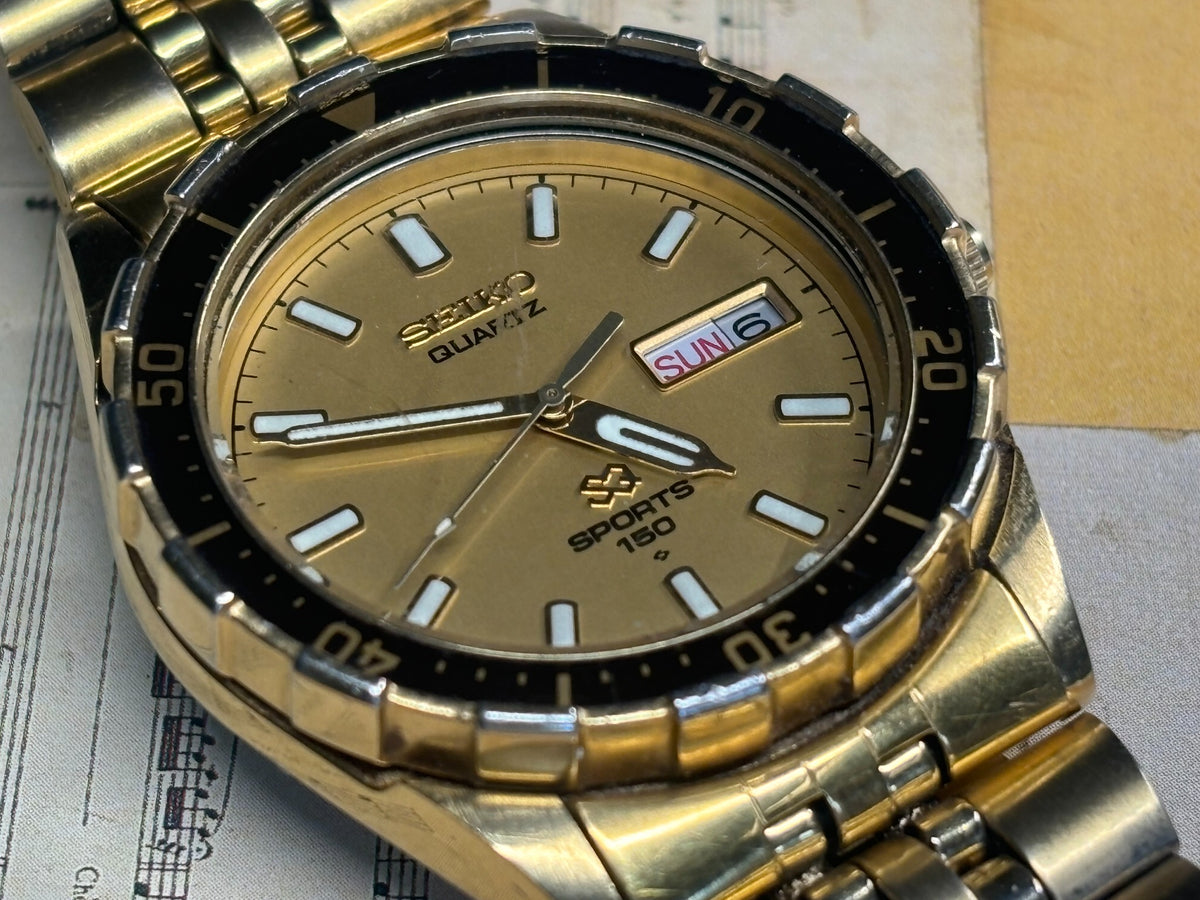 Vintage Seiko Sports 150 Quartz Day Date Diver