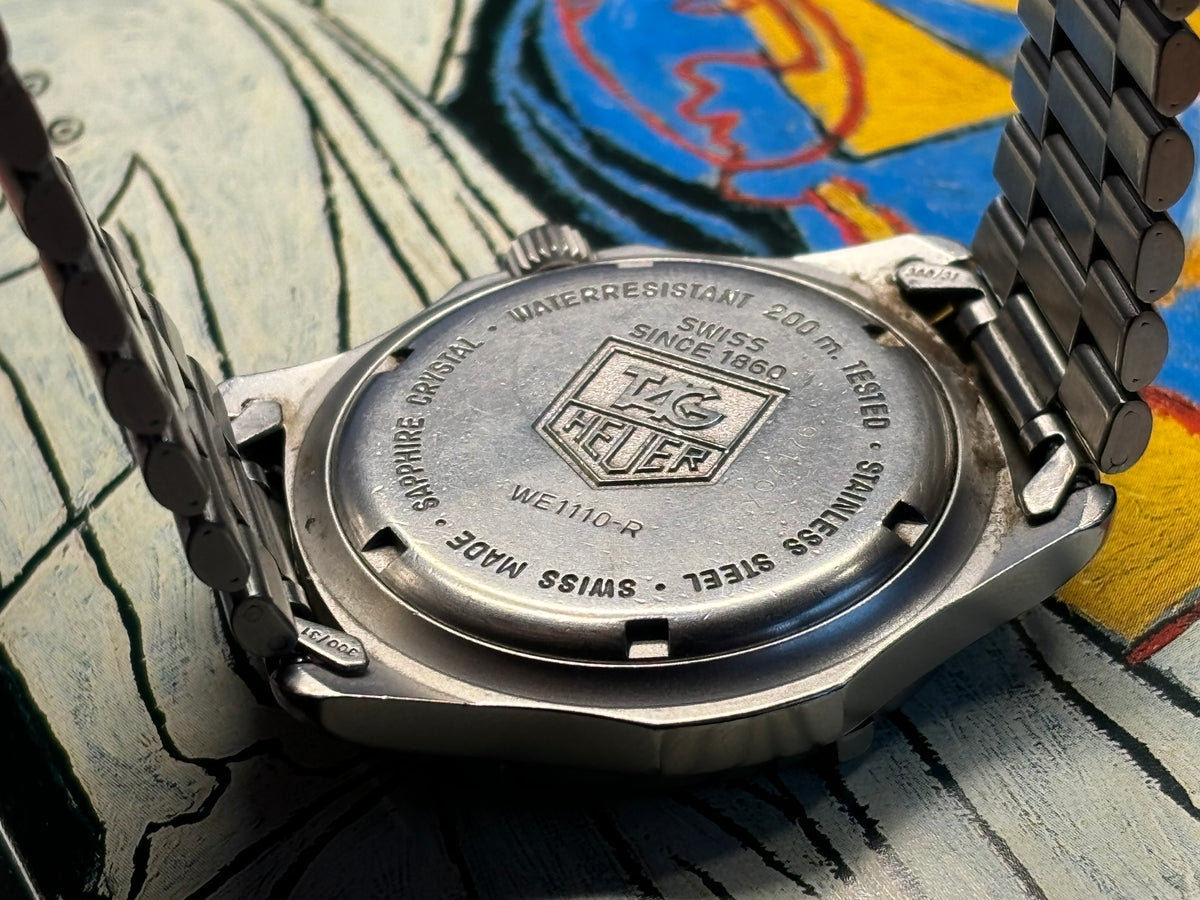 TAG Heuer Professional 200 Metres caseback showing reference WE1110-R.