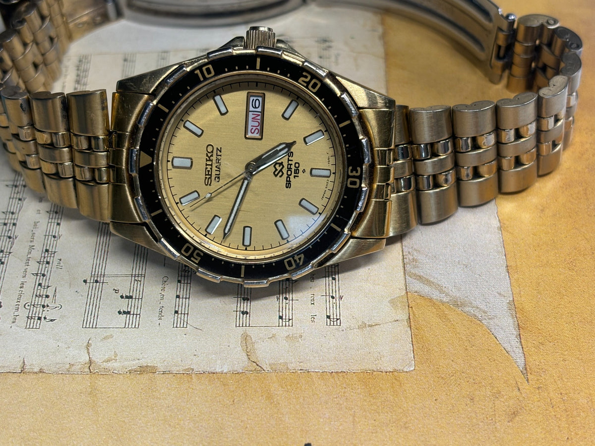 Vintage Seiko Sports 150 Quartz Day Date Diver