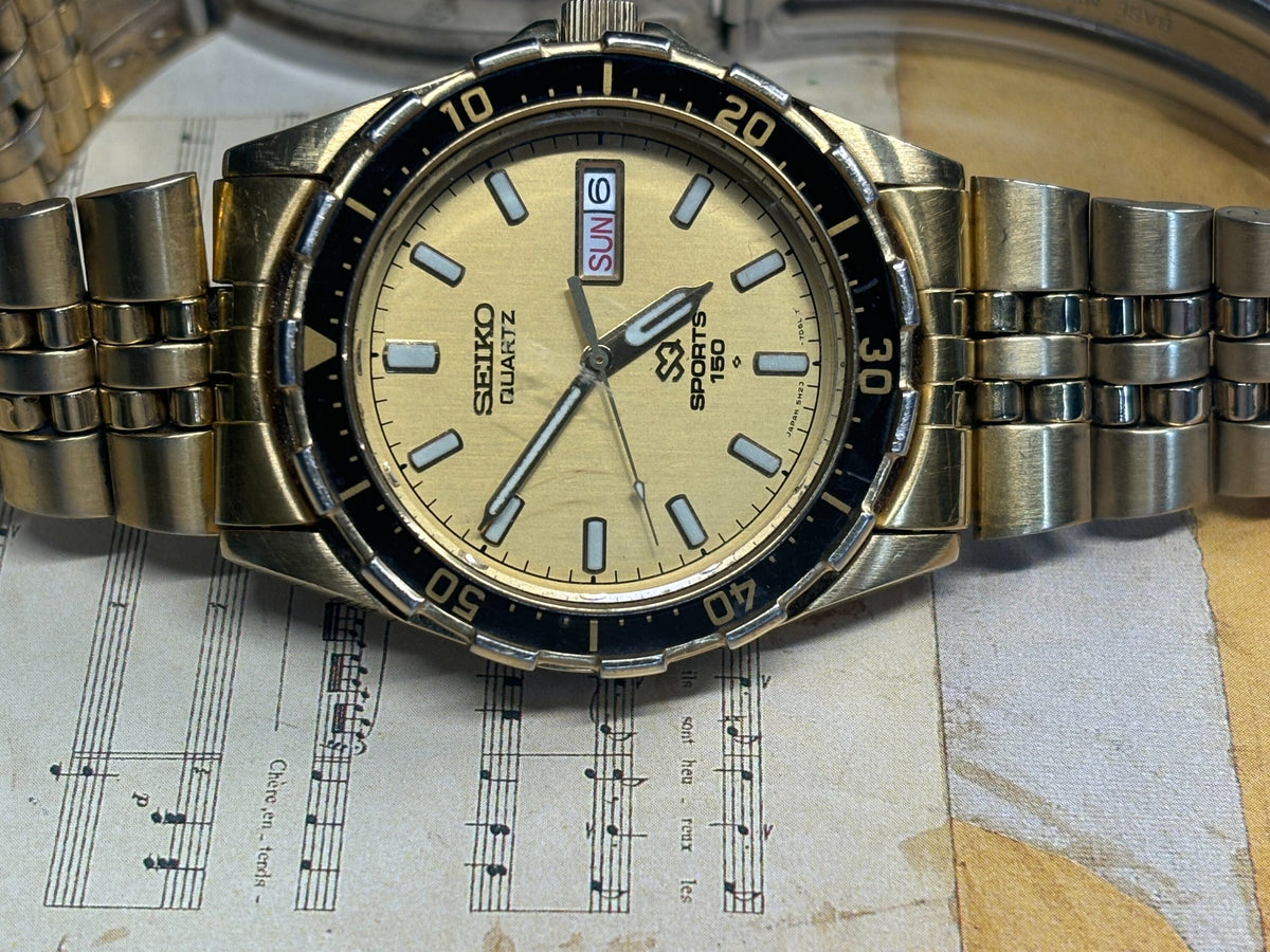 Vintage Seiko Sports 150 Quartz Day Date Diver